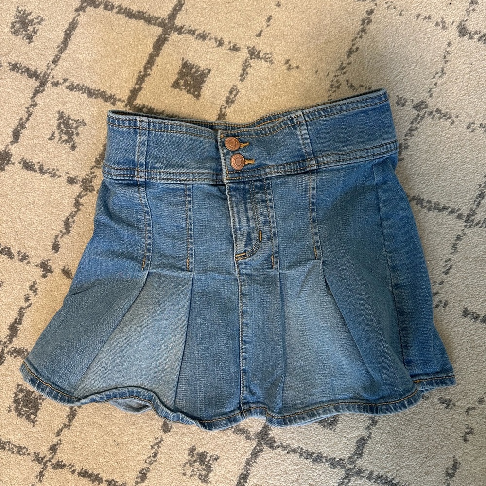 abercrombie kids Blue Denim Pleated Mini Skirt